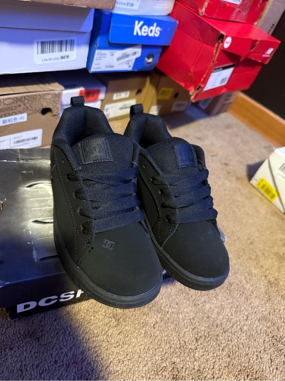 DC All-Black Low-Top Skate Sneakers - Picture 2 of 6